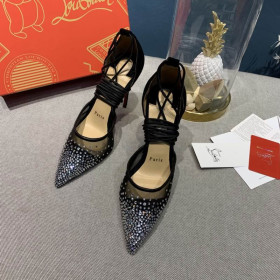 Christian Louboutin Maia Labella 100mm Pumps Strass and Veau Velours Black
