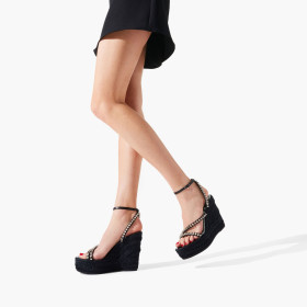 Christian Louboutin Malfadina Zeppa Sandals 120mm Calf Leather Black