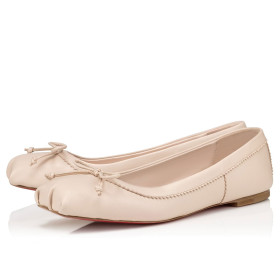 Christian Louboutin Mamadrague Square Toe Ballet Flat Nappa Leather Leche