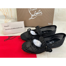 Christian Louboutin Mamastrapitina Ballerinas Mesh Nappa Leather And Strass Black