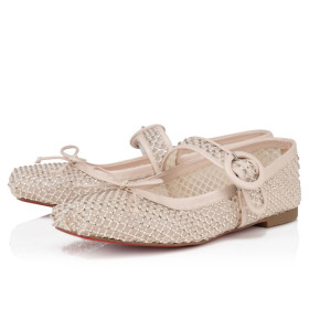 Christian Louboutin Mamastrapitina Ballerinas Mesh Nappa Leather And Strass Leche