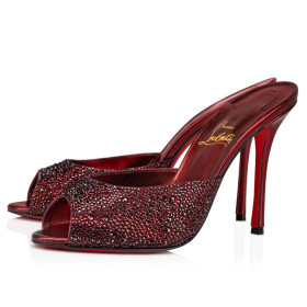 Christian Louboutin Me Dolly Strass Mules 100 mm Suede Strass Embellishment Red