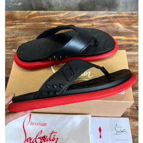 Christian Louboutin Men Flip Flop Sandals Rubber Black Red
