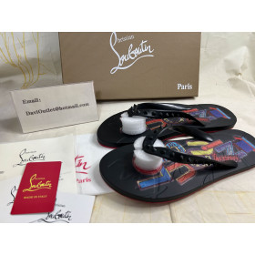 Christian Louboutin Men Spike Flip Flop Pattern Black