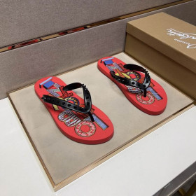 Christian Louboutin Men Spike Flip Flop Pattern Red