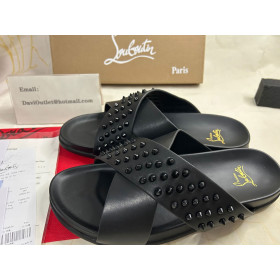 Christian Louboutin Men Studded Slide Sandals Black
