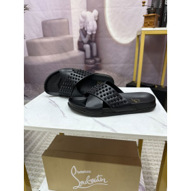 Christian Louboutin Men Studded Slide Sandals Black