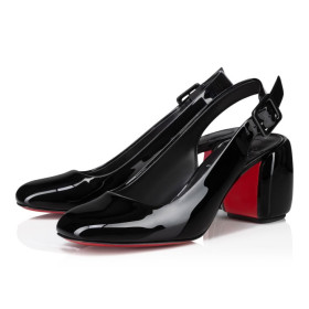 Christian Louboutin Minny Sling 70 Mm Sling Back Pumps Patent Calf Leather Black