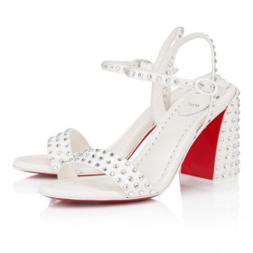 Christian Louboutin Miss Jane Sandal Strass Boum 85 Mm Sandals Crepe Satin Version Ivory