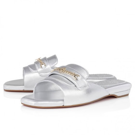 Christian Louboutin Miss Mj Mule Mules Iridescent Nappa Leather Silver