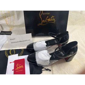 Christian Louboutin Miss Mj Strass 55 Mm Strappy Pumps Patent Calf Leather Pvc And Strass Black