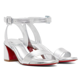 Christian Louboutin Miss Sabina 55 mm Strappy Sandals Leather Silver