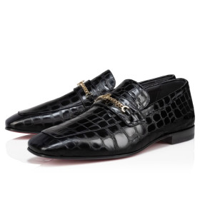 Christian Louboutin Mj Moc Loafers Alligator Embossed Calf Leather Black