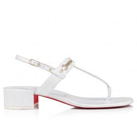Christian Louboutin Mj Thong 25 Mm Mules Alligator Embossed Calf Leather White