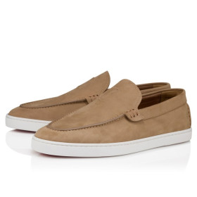 Christian Louboutin Moonboat Loafers Reversed Nubuck Leather Lionne