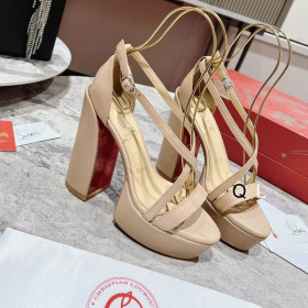 Christian Louboutin Movida Jane Platform Sandals 130mm Nappa Leather Nude