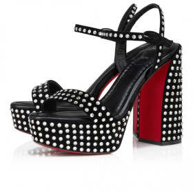 Christian Louboutin Movida Jane Sandal Strass Boum 130mm Sandals Veau Velours And Strass Boom Black