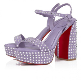 Christian Louboutin Movida Jane Sandal Strass Boum 130mm Sandals Veau Velours And Strass Boom Parme