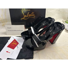 Christian Louboutin Movida Sabina Platform Sandals 130mm Patent Leather Black