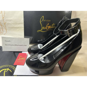 Christian Louboutin Movidastrap 130 Mm Pumps Patent Calf Leather Black