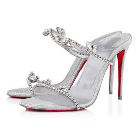 Christian Louboutin Mules Just Queen 100 mm Silver/cry/lin Silver PVC