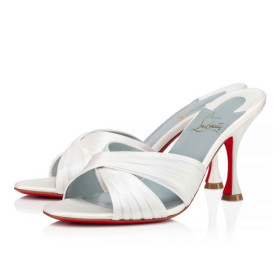 Christian Louboutin Mules Nicol Is Back 85 mm Off White/lining Blue Satin