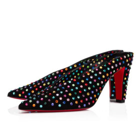 Christian Louboutin Mules Veryvee Strass Boum 85 mm Bk/mix Multi/lin Bk-multi Suede Leather