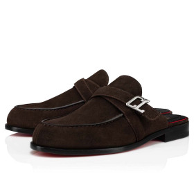 Christian Louboutin Muloman Mule Calf Leather Dark Brown