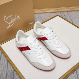 Christian Louboutin My K Low Donna Flat Women Sneakers Suede and Leather White Red