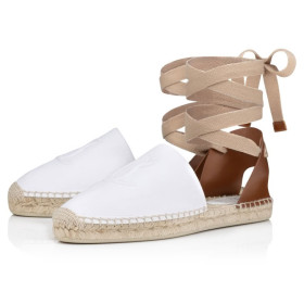Christian Louboutin Nanou Lace Cl Espadrilles Olona Canva And Calf Bianco