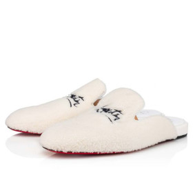Christian Louboutin Navy Coolito Man White Wool Sandal