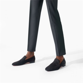 Christian Louboutin Navy Dandelion Flat Black Calf