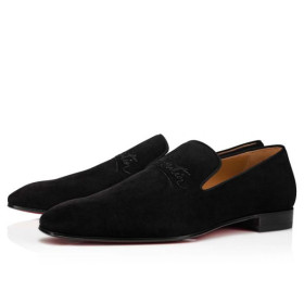 Christian Louboutin Navy Dandelion Flat Black Calf