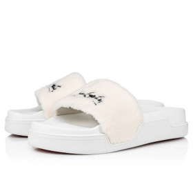 Christian Louboutin Navy Pool Man White Polyester Sandal