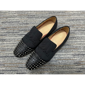 Christian Louboutin Spooky Loafers Calf Leather and Fabric Black