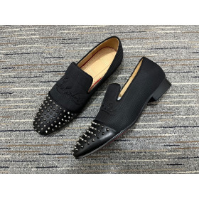Christian Louboutin Spooky Loafers Calf Leather and Fabric Black