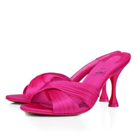 Christian Louboutin Nicol Is Back 85mm Mules Crepe Satin Pink