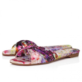 Christian Louboutin Nicol Is Back Mules Crepe Satin Blooming Print Multicolor