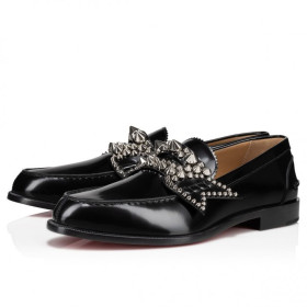 Christian Louboutin No Penny Spikes Loafers Calf Leather Black