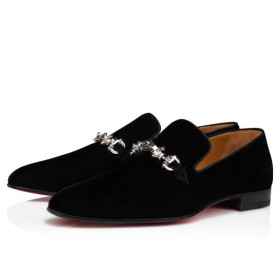 Christian Louboutin Oxford Equiswing Flat Black Cotton