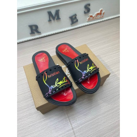 Christian Louboutin Painted Spikes Slippers Men Black Slides