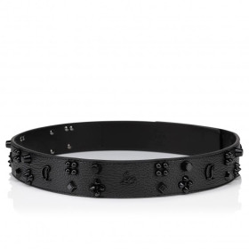 Christian Louboutin Paloma Belt 35mm Grained Calf Leather And Spikes Loubinthesky Black