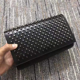 Christian Louboutin Paloma Clutch Calf Leather and Studs Black