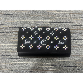 Christian Louboutin Paloma Clutch Suede and Calf Leather and Spikes Black