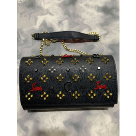 Christian Louboutin Paloma Leather Embellished Clutch Bag Black