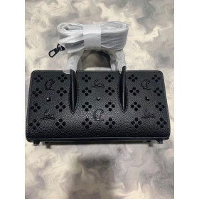 Christian Louboutin Paloma Top Handle Bag Grained Calf And Spikes Loubinthesky Black