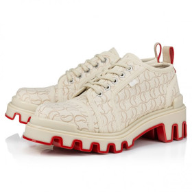 Christian Louboutin Panamic Dune Derbies Jacquard Monogram Cl Natural