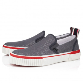 Christian Louboutin Pedro Boat Slip-On Sneakers Jacquard Monogram Cl Smoky