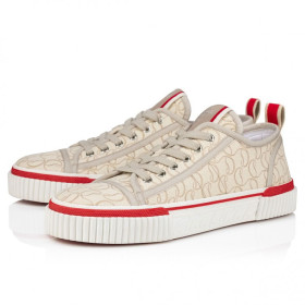 Christian Louboutin Pedro Junior Sneakers Jacquard Monogram CL Natural