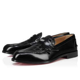 Christian Louboutin Penny Loafers Men Abrasivato Calf Leather Black